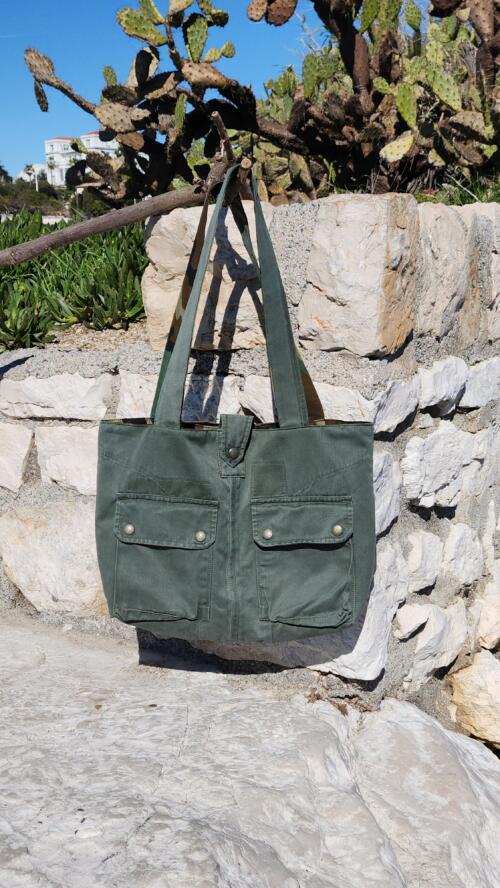 DENIM TOTE BAG MIXED ARMY CAMOUFLAGE AND DENIM